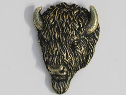 Antique Brass Buffalo Head Pin