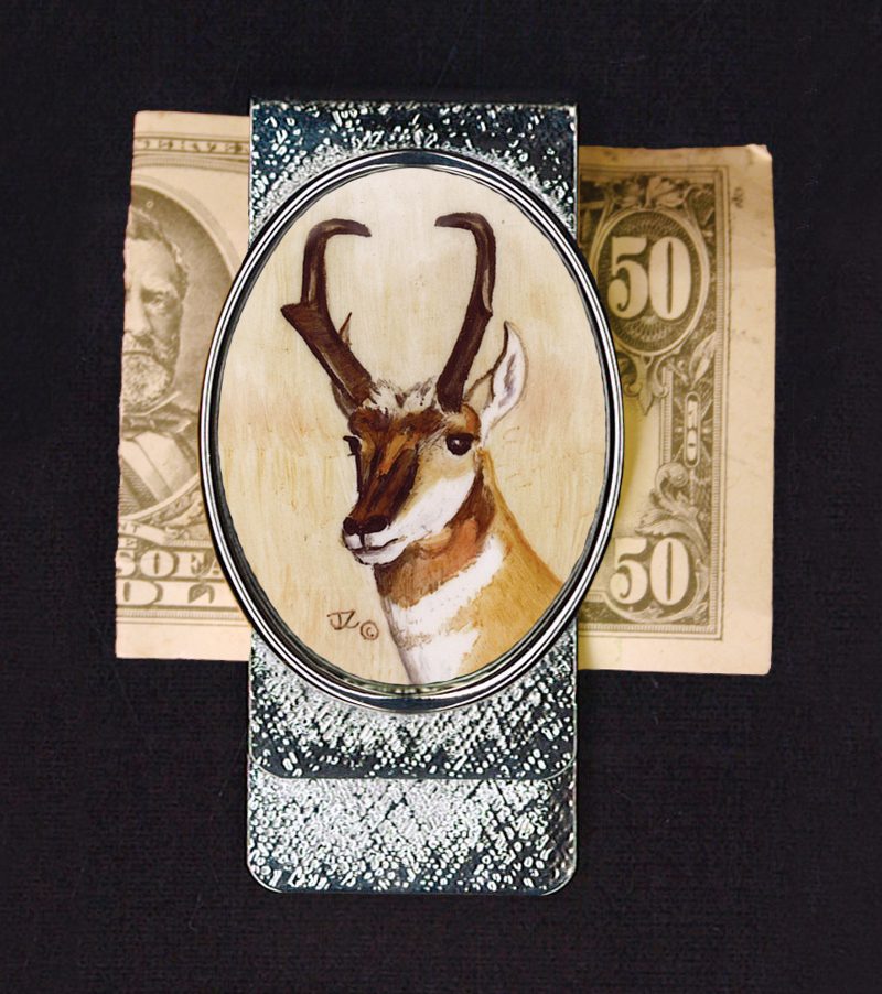 Antelope Head Money Clip Silver