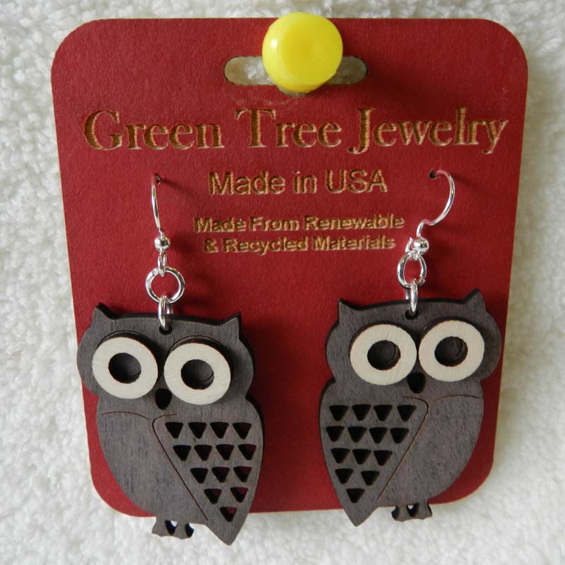 Hoot Owl Earrings Wooden