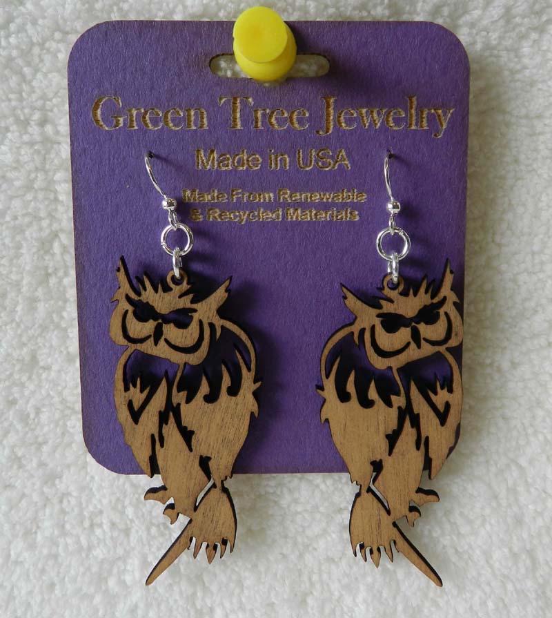 Owl Earrings Wooden