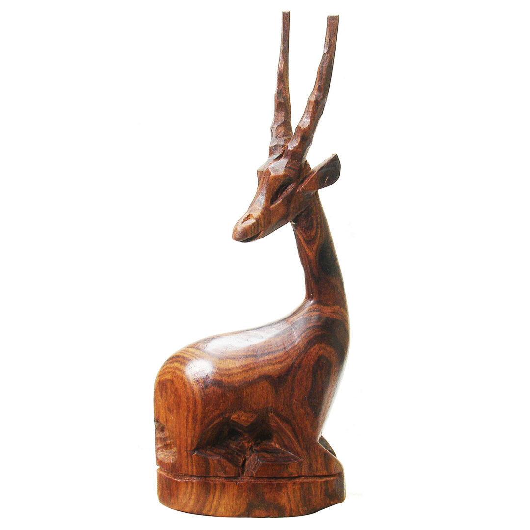 5" ROSEWOOD LYING ANTELOPE FIGURINE