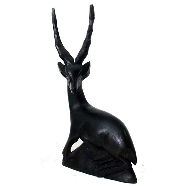 8" BLACK SITTING ANTELOPE FIGURINE