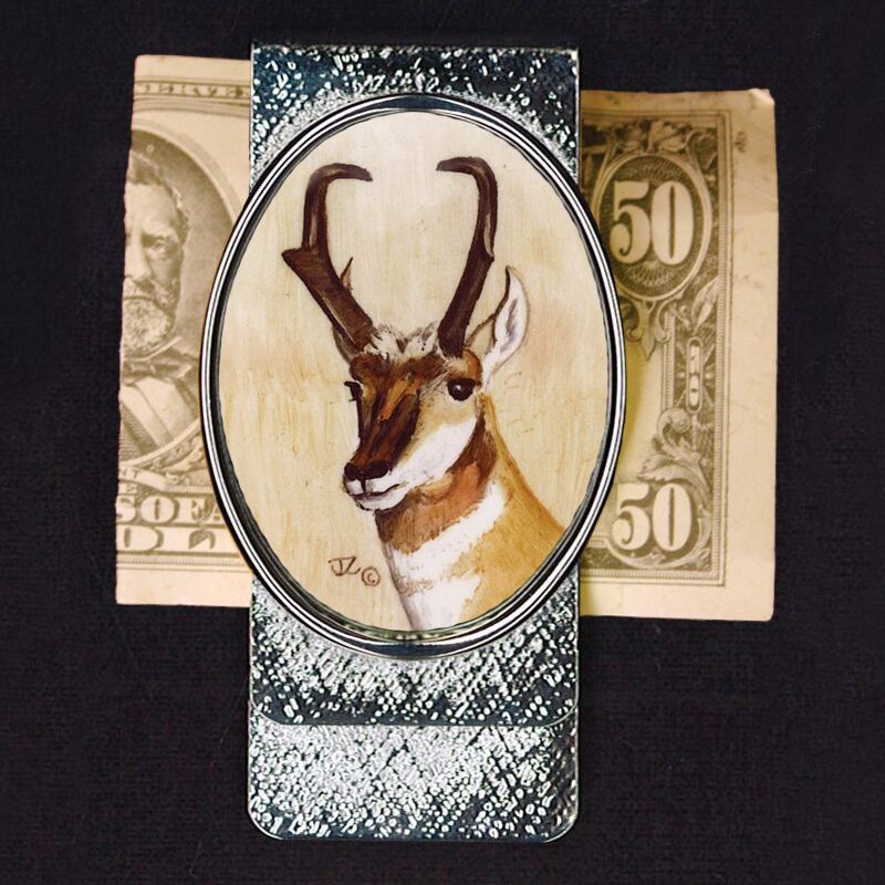 Antelope Head Money Clip Silver