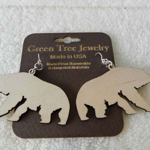 Bear Earrings Wooden