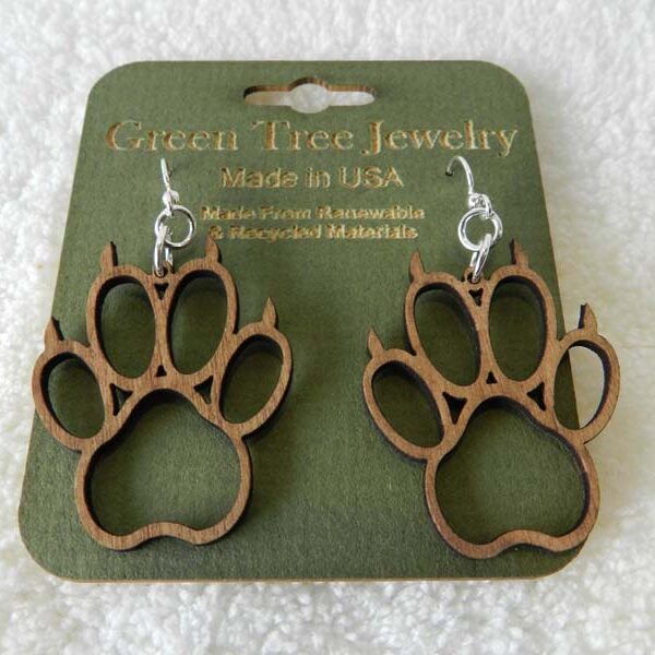 Bear Paw Earrings Wooden