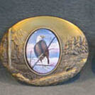 EAGLE BELT BUCKLE PERCHED - BRONZE/FOREST