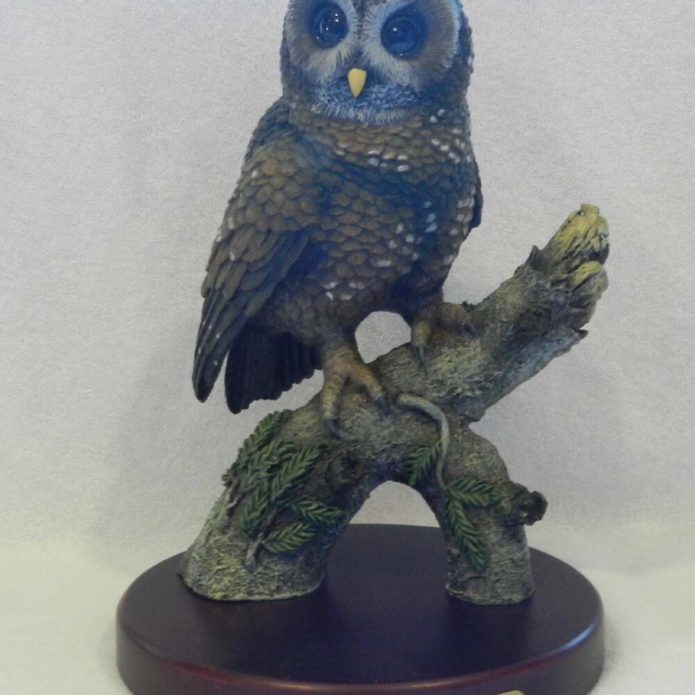 Gray Spotted Owl Figurine