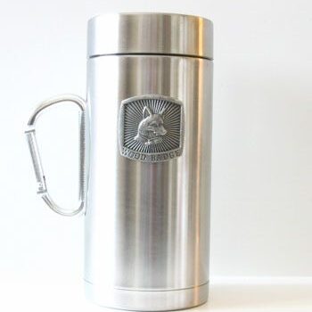 D. FOX TRAVEL MUG WITH CARIBINER HANDLE