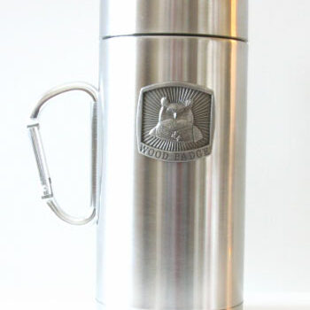 E. OWL TRAVEL MUG WITH CARIBINER HANDLE