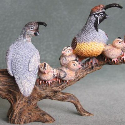 BOBWHITE FAMILY ON BRANCH FIGURINE