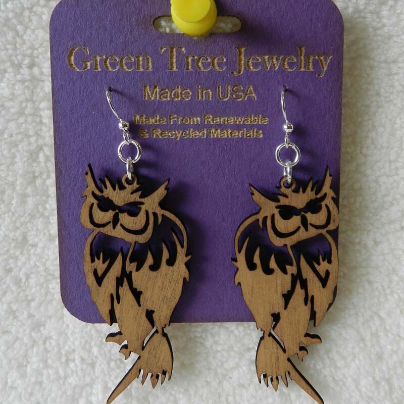 Owl Earrings Wooden