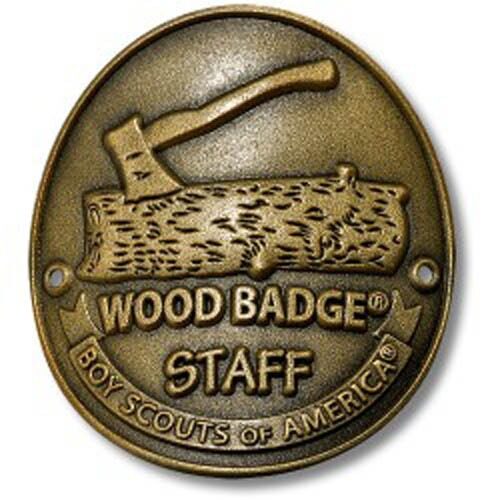 3. BRONZE ANTIQUE WOOD BADGE STAFF HIKING MEDALLION