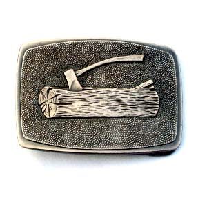 1. WOOD BADGE BELT BUCKLE - AX/LOG